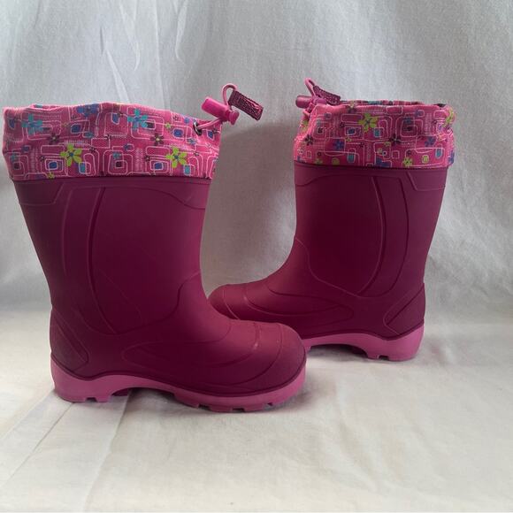 Kamik Waterproof Snow Rain Boots Pink Size 11 Insulated Adjustable Outdoor Play - Picture 1 of 10